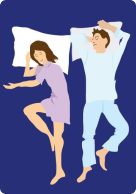  illustration of couple sleeping on queen size bed