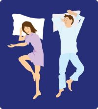 illustration of couple sleeping on cal-king size bed