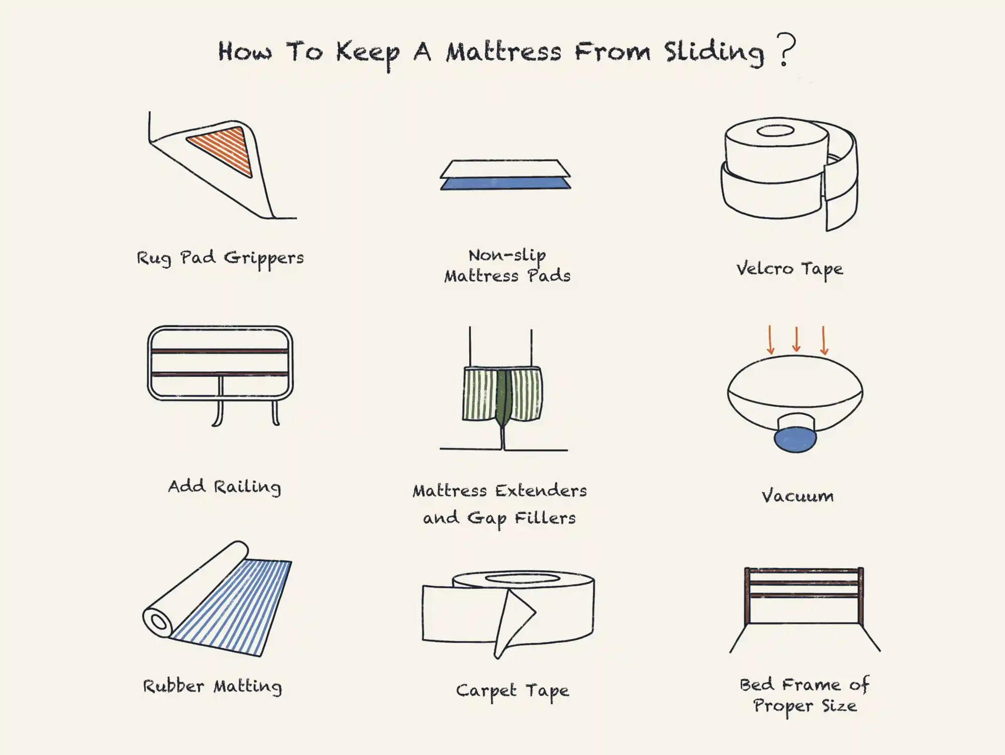 Mattress Slide Stopper, Mattress Stoppers to Prevent Sliding, Queen/ Full